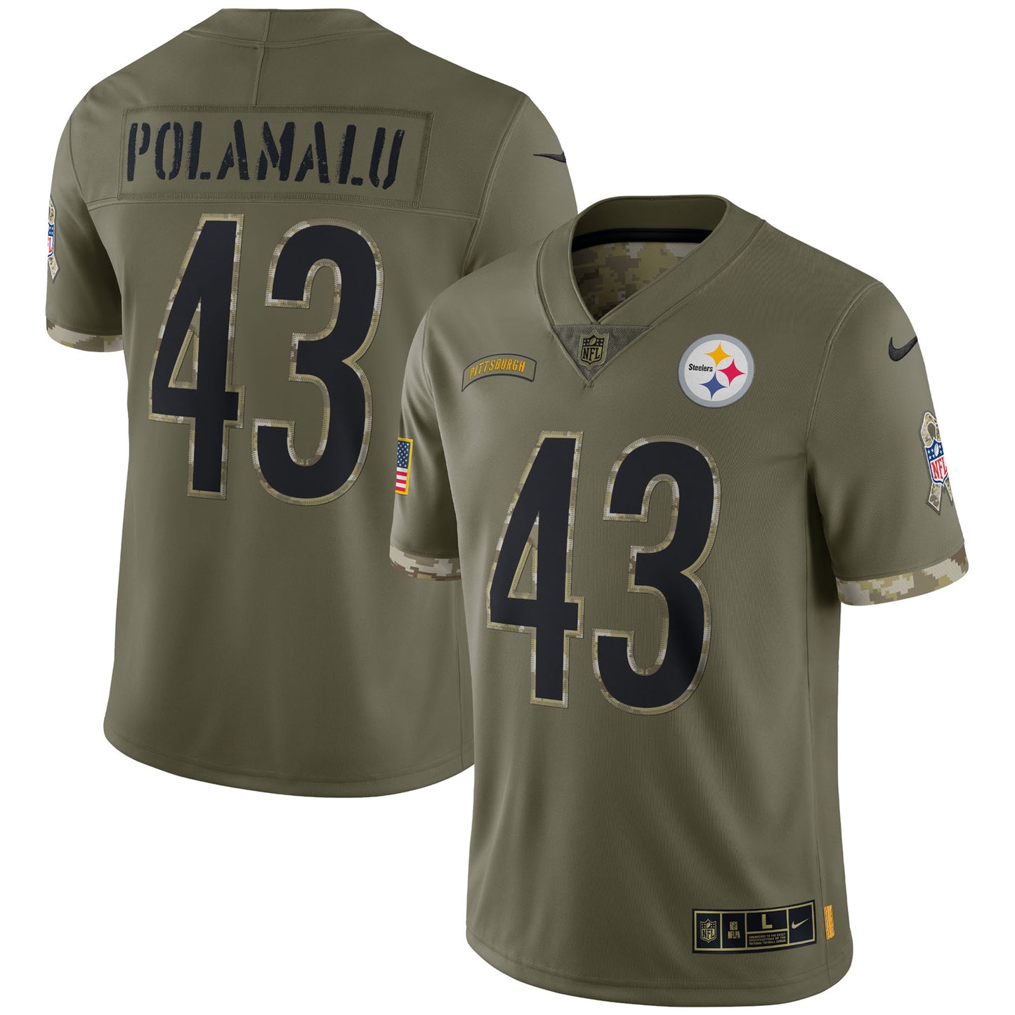 Troy Polamalu Pittsburgh Steelers 2022 Salute To Service Retired Player Limited Jersey - Olive