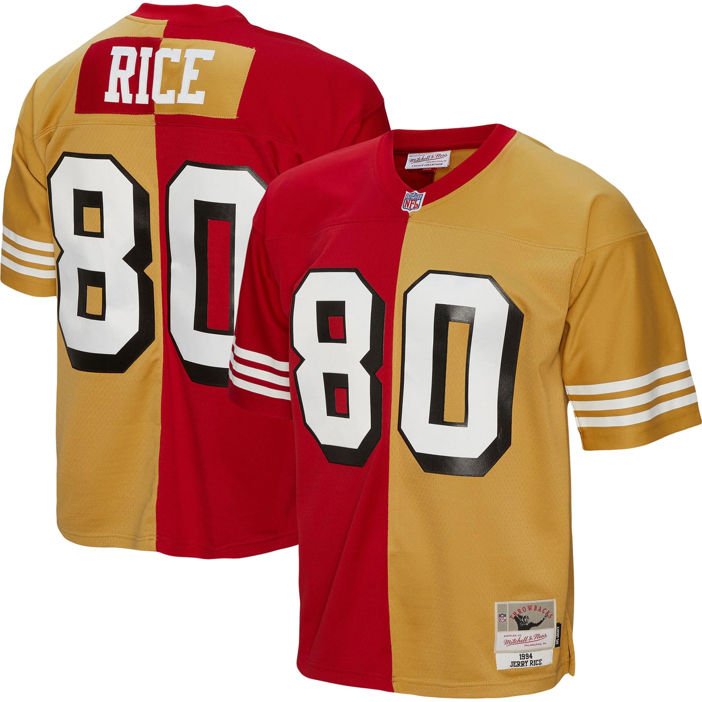 Jerry Rice San Francisco 49ers Mitchell & Ness 1994 Split Legacy Replica Jersey - Scarlet/Gold