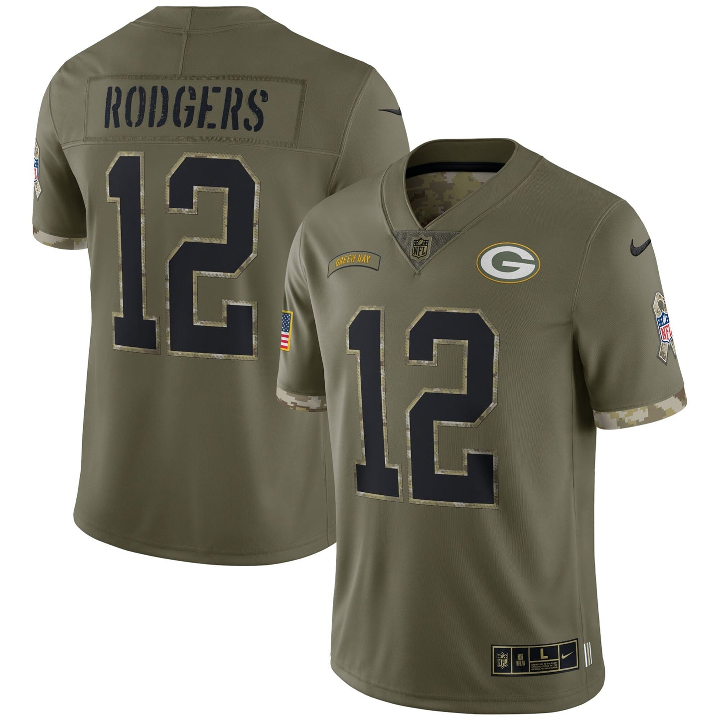 Men's Nike Aaron Rodgers Olive Green Bay Packers 2022 Salute To Service Limited Jersey