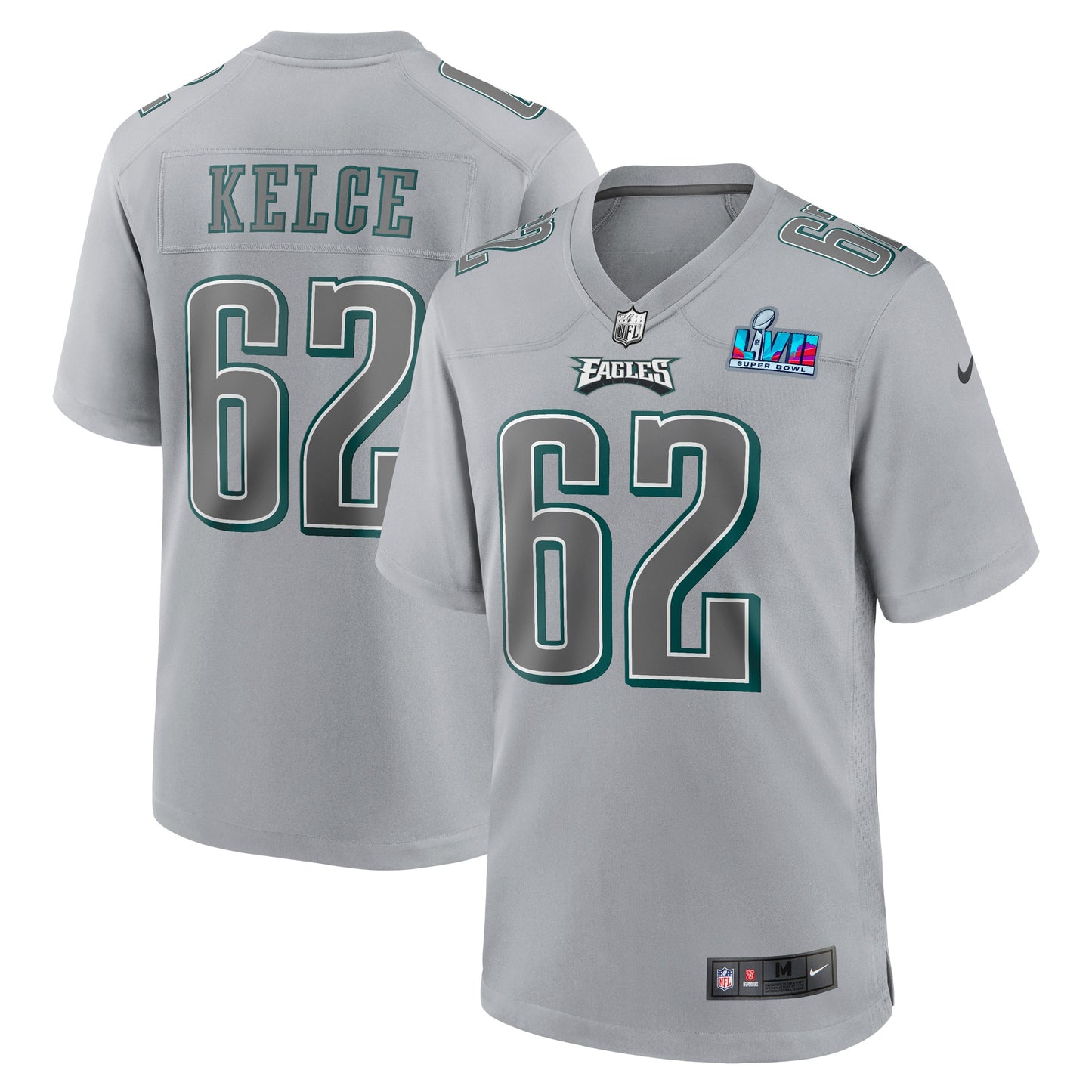 Jason Kelce Philadelphia Eagles Nike Youth Super Bowl LVII Patch Atmosphere Fashion Game Jersey - Gray